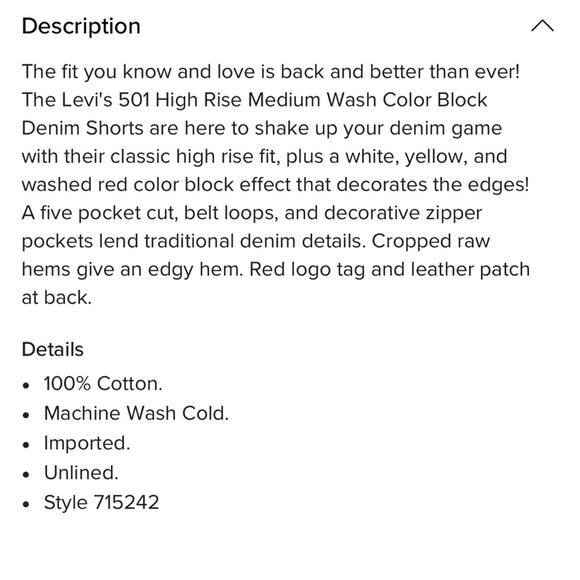 Levis 501 High Rise Medium Wash Color Block Denim Shorts 24 Retro Funky Cutoff - Picture 11 of 11